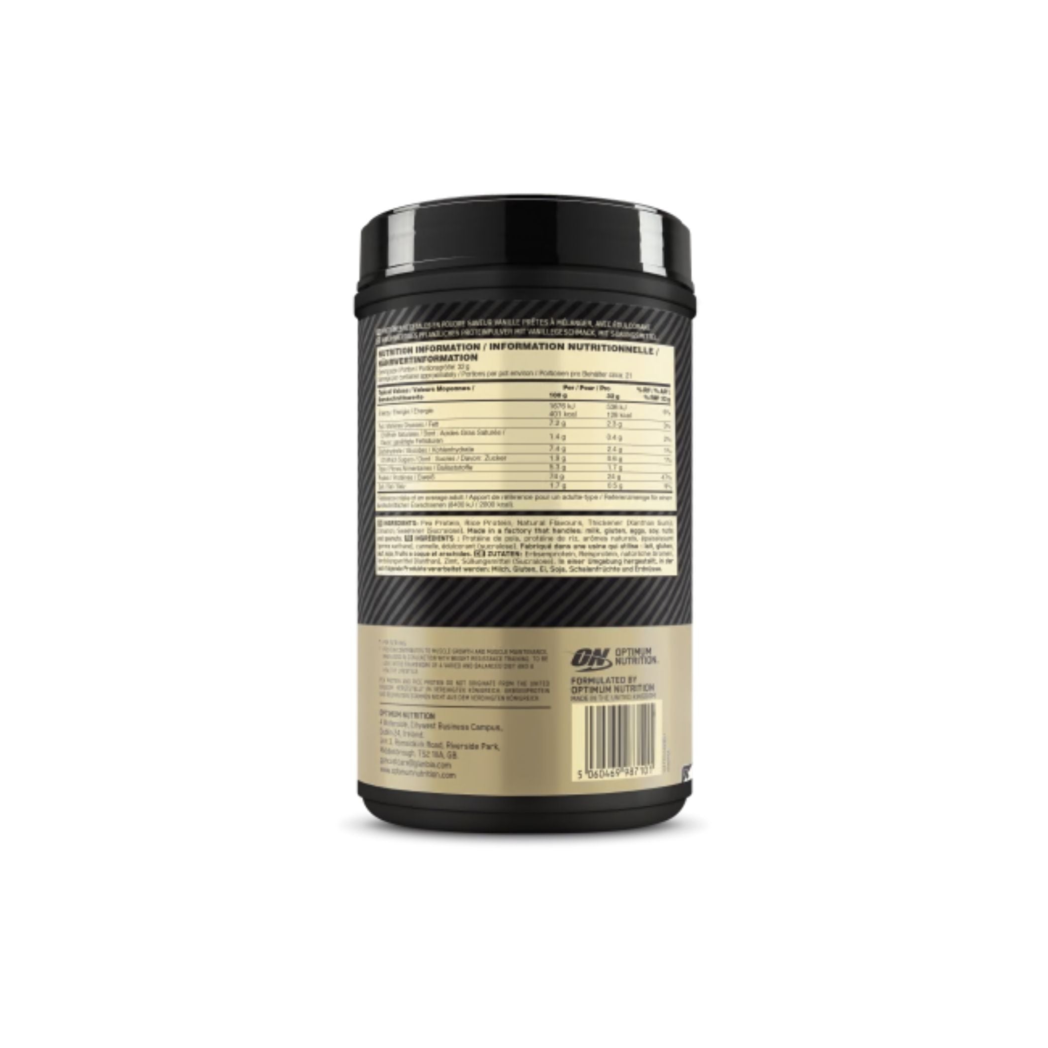 ON 100% Plant Protein Gold Std, 684g, Vanilje næringsinnhold