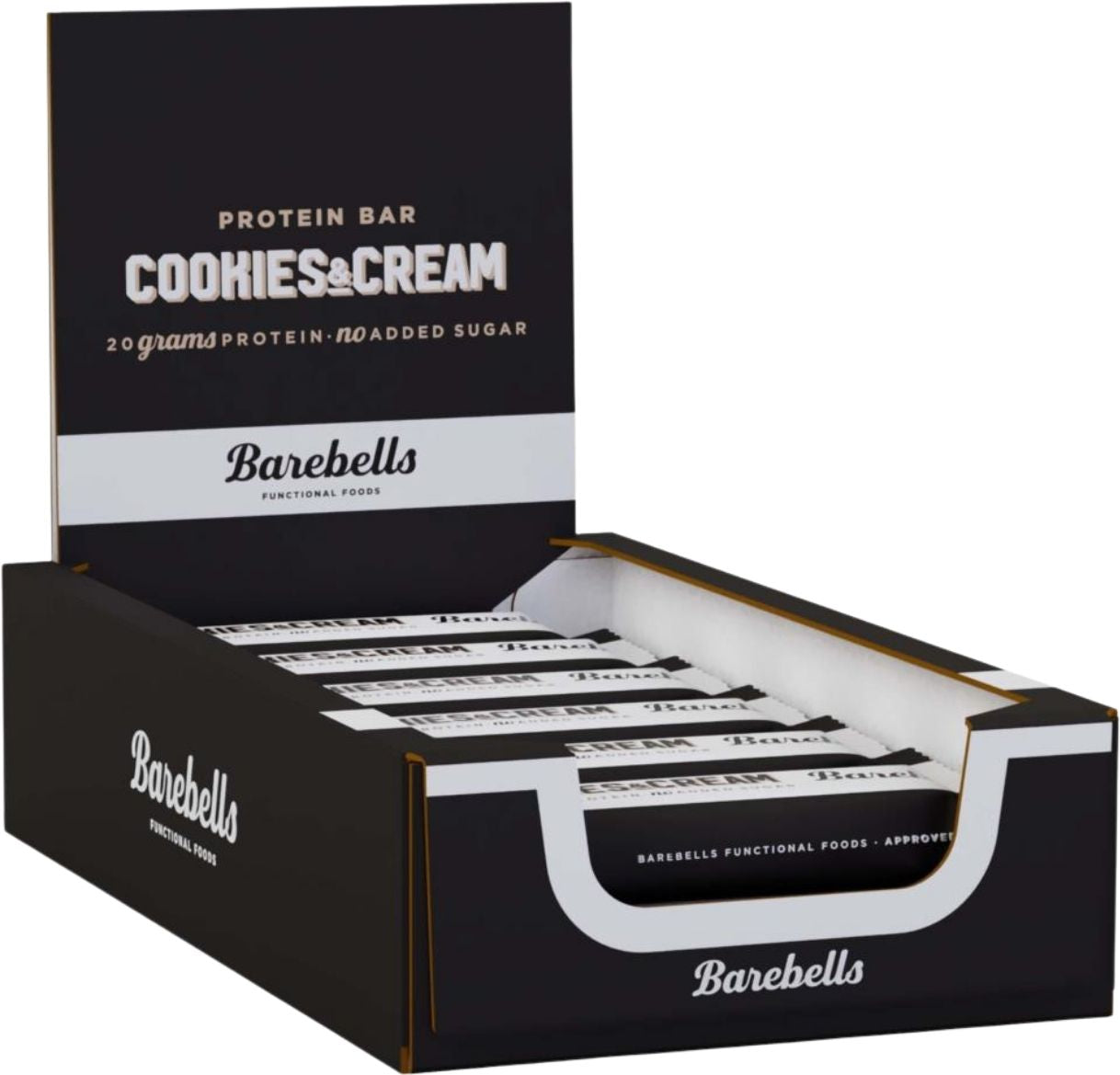 proteinbarer cookies and cream svart og hvit